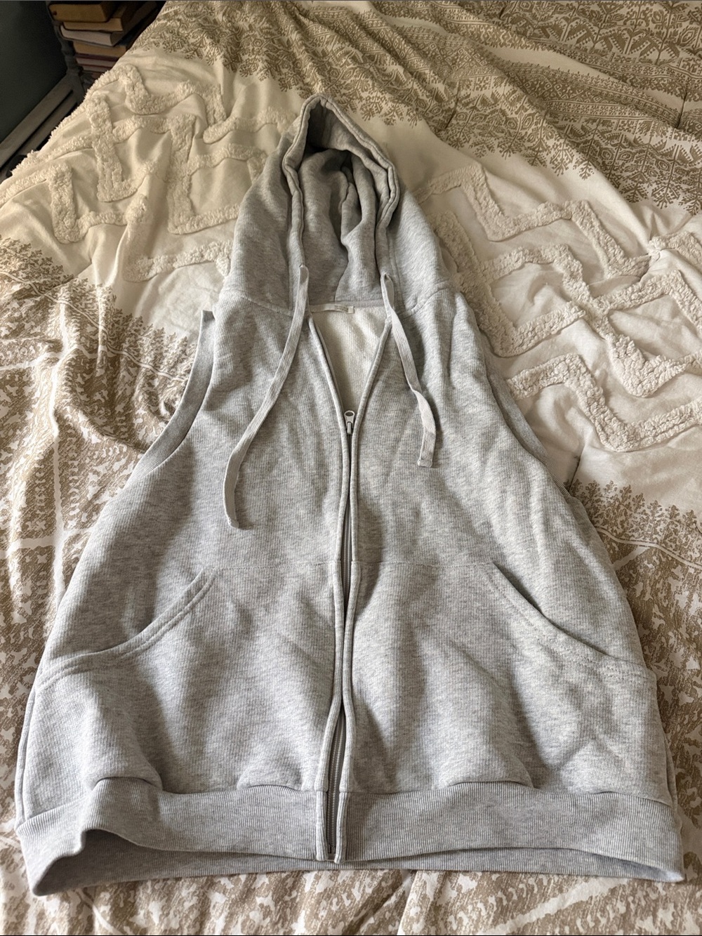 Zara Heather Gray Hooded Zip Vest